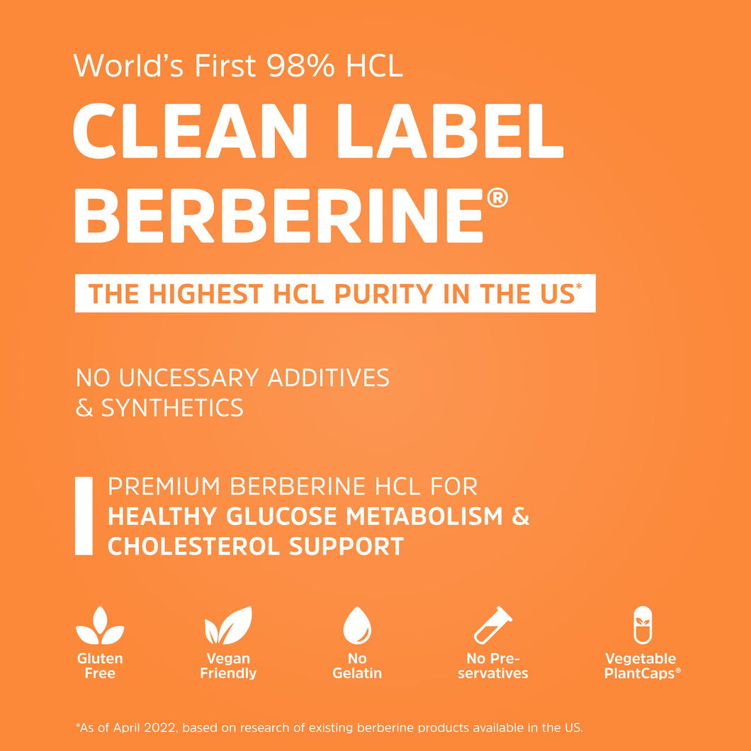 World's First 98% HCL Clean Label Berberine® - The Highest Berberine HCL Purity in the US.